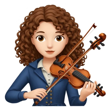 girl with curly brown long hair playing violin sticker