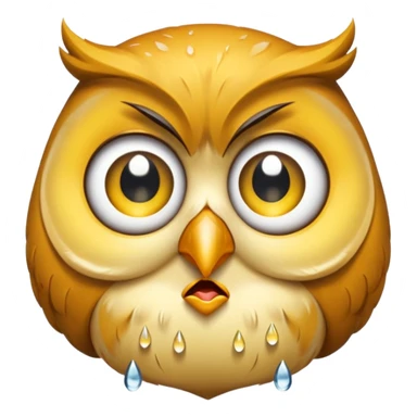 owl emoticon that is crying sticker