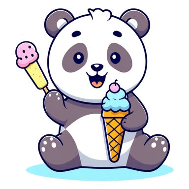 Panda eating ice cream sticker