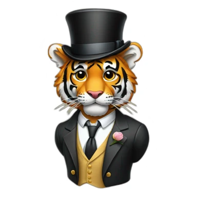 tiger wearing a suit and top hat sticker
