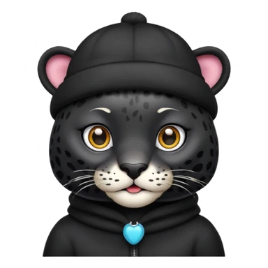 A black jaguar wearing a baby hat sticker