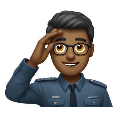 A guy with eyeglasses saluting sticker
