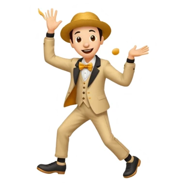 silly character dancing singing larila exaggerated movement lines musical notes goofy lighthearted vibe sticker