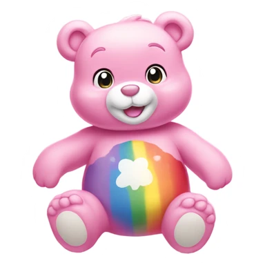light pink care bear with rainbow belly sticker
