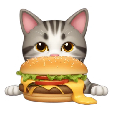 cat eating hamburger  sticker