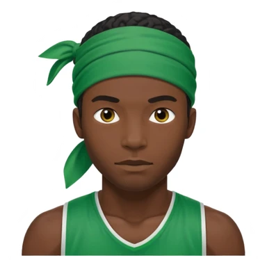 black-skinned male athlete with a green bandana sticker