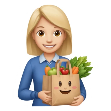 holding a grocery bag sticker