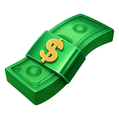 Remove the golden wings from the image. Keep the cash green and shiny. Keep all other areas chrome and metallic. No background, isolate the subject. sticker