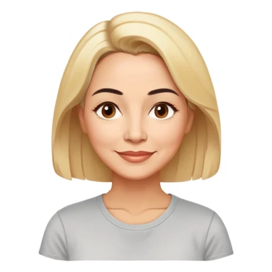 Puerto Rican actress Linette Torres in her 50s with warm light skin, sweet loving expression, gentle kind eyes, well-defined eyebrows, straight nose, warm nurturing smile, shoulder-length blonde hair, wearing a comfortable casual t-shirt sticker