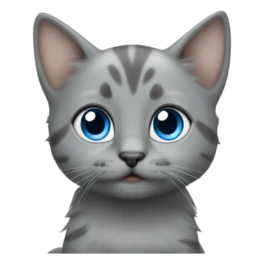 blue eyes grey kitten and poo are friends sticker