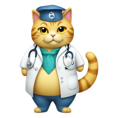 Fat yellow female cat dressed as a doctor  sticker
