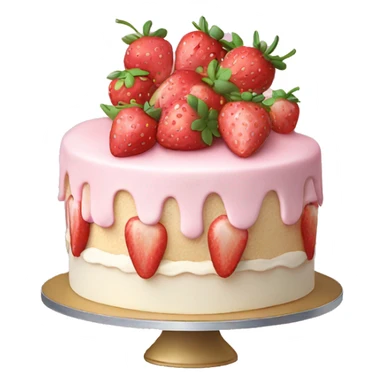 Light Pink strawberries and cream birthday cake  sticker
