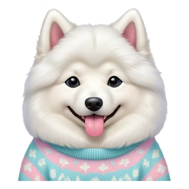 cute 
Samoyed tongue hanging out sitting 
 in a cute pastel sweater sticker