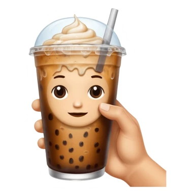 a white hand holding an iced coffee but just the hand and the cup sticker