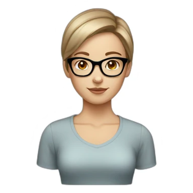 White girl with glasses straight brown mid-short hair sticker