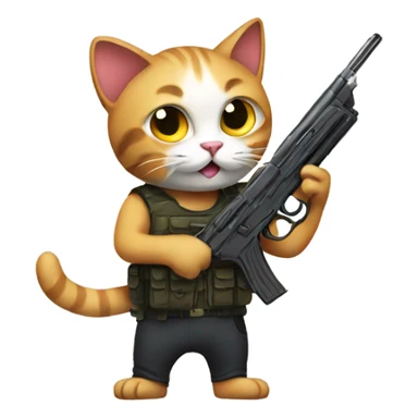 Cat holding a gun sticker