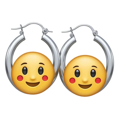 simple silver hoop earring, slightly thicker, modern emoji style sticker
