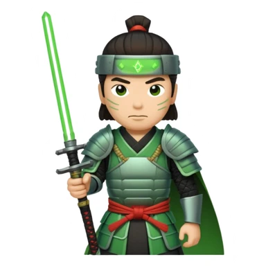 samurai with laser sword, green sticker