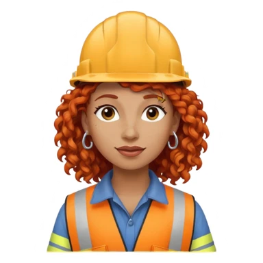 very curly red haired, earringed construction worker sticker