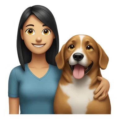 Girl smiling with dog indoors sticker