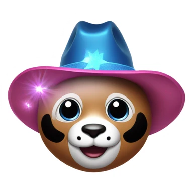 Pink panda with glittery blue eyes and a cowboy hat sticker