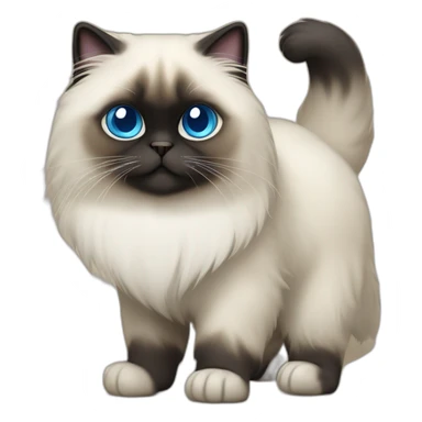 himalayan cat blue eyes dark face full body playing on back sticker