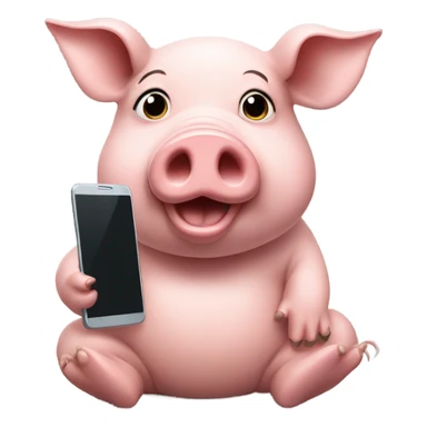 Pig on phone sticker