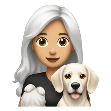 Mujer blanca de pelo crespo y negro con un perro labrador negro sticker