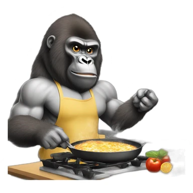 Big Buff Gorilla Cooking breakfast sticker