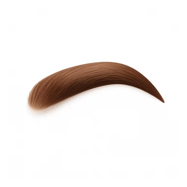 A 3D emoji in iOS emoji aesthetic style of a single human eyebrow, smooth curved shape with natural texture and color, minimal realistic design, glossy Apple-style rendering, clean white background. sticker