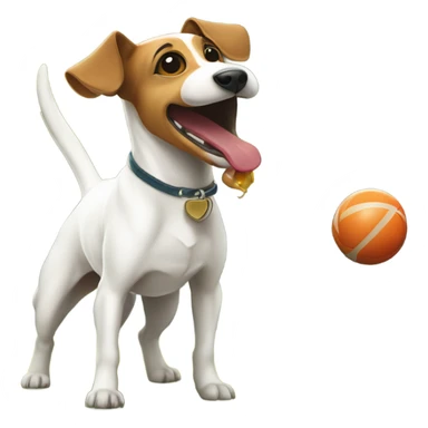 Jack Russel terrier chewing on a ball in a park sticker