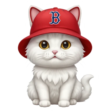 White cat wearing a Boston Red Sox hat  sticker