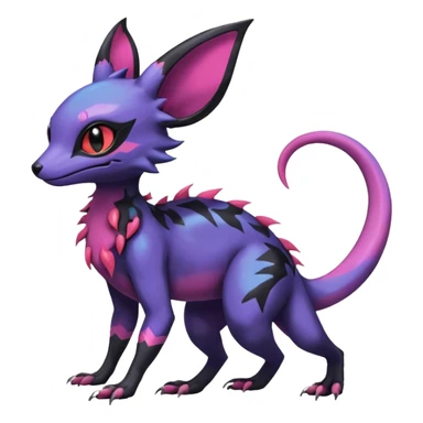 Rare epic aesthetic colorful Salandit-Noibat-Eevee-Genet-species-Fakemon-hybrid-creature, with markings, full body sticker