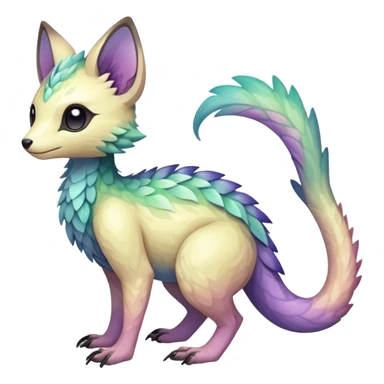Rare realistic exotic pastel iridescent cute epic pretty beautiful handsome gorgeous aesthetic colorful vibrant Vernid-Trico-species-Fakemon-creature by LiLaiRa, 4 legs, 1 tail, random markings, (full body) sticker