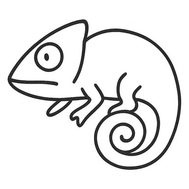 hand-drawn outlined chameleon icon sticker