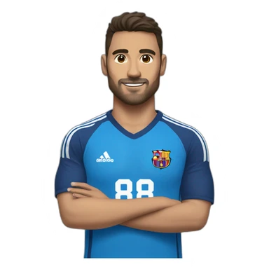 Futbolista español con camiseta azul marina y una franja azul clara en los hombros. Con el número 8 en la camiseta  sticker