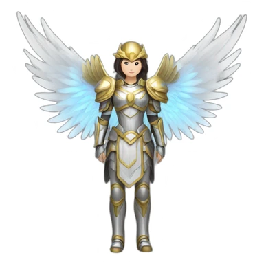 Female Asian archangels armor wings halo sticker