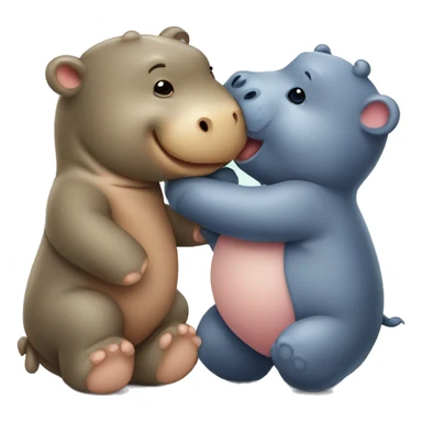 baby hippo giving a kiss to a teddy bear sticker