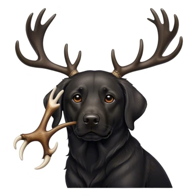 Black lab holding deer antler sticker