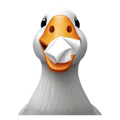 White goose blowing nose into white tissue  sticker
