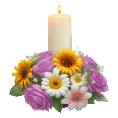 White angel wings, candle & flowers sticker