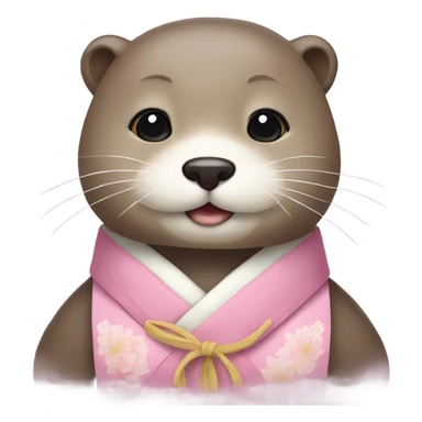An otter face dressed in pastel-colored traditional Korean hanbok sticker