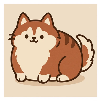 pusheen-style chonky red siberian husky sticker