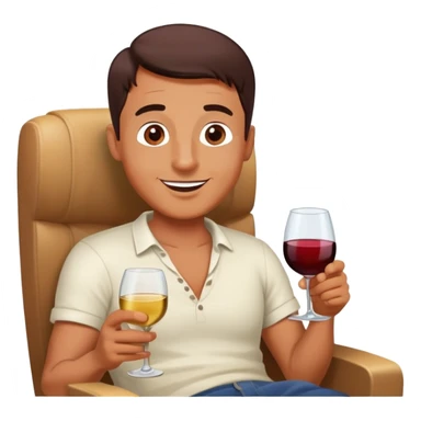 man with wine and a movie sticker