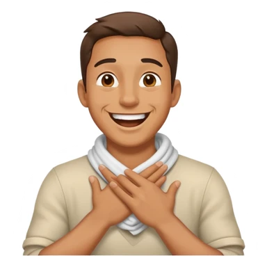 man with hands crossing holding neck laughing  sticker