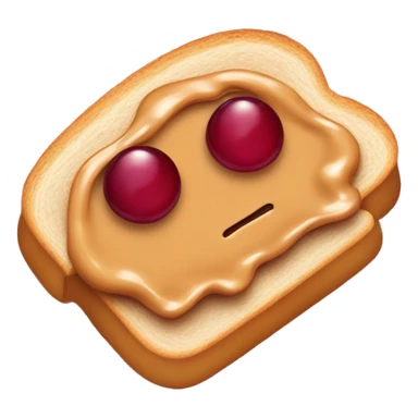 one peanut butter and jelly sandwich with jelly oozing out of the bread sticker