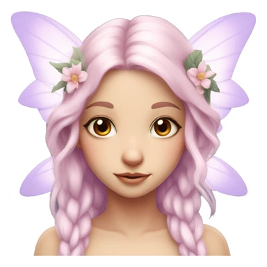 Beautiful, flower fairy, white long, light pink hair, big wings, fair skin, light violet eyes  sticker