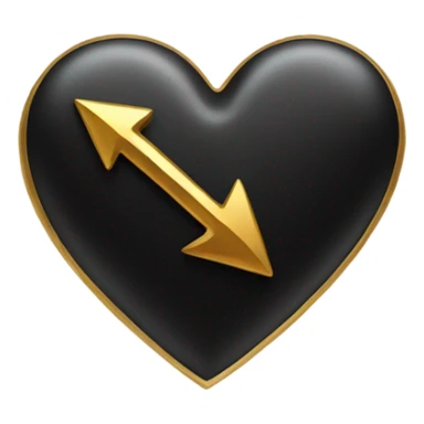Black heart with a gold arrow through it  sticker