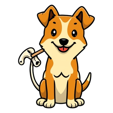 Dog with food sticker