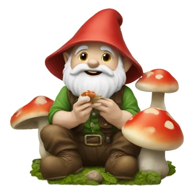 Gnome eating mushrooms sticker